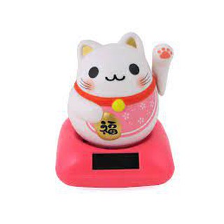 Solar Maneki Neko Sakura แมวนำโชค แมวสไตล์ญี่ปุ่น สูง 4 นิ้ว กวักโชคลาภเงินทอง เรียกลูกค้า นำเข้าจากTokyo Japan