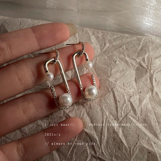 Electroplating 925 Silver Needle Zircon Pearl Square Earrings French Simple Stud Earrings Design Earrings Women for girl