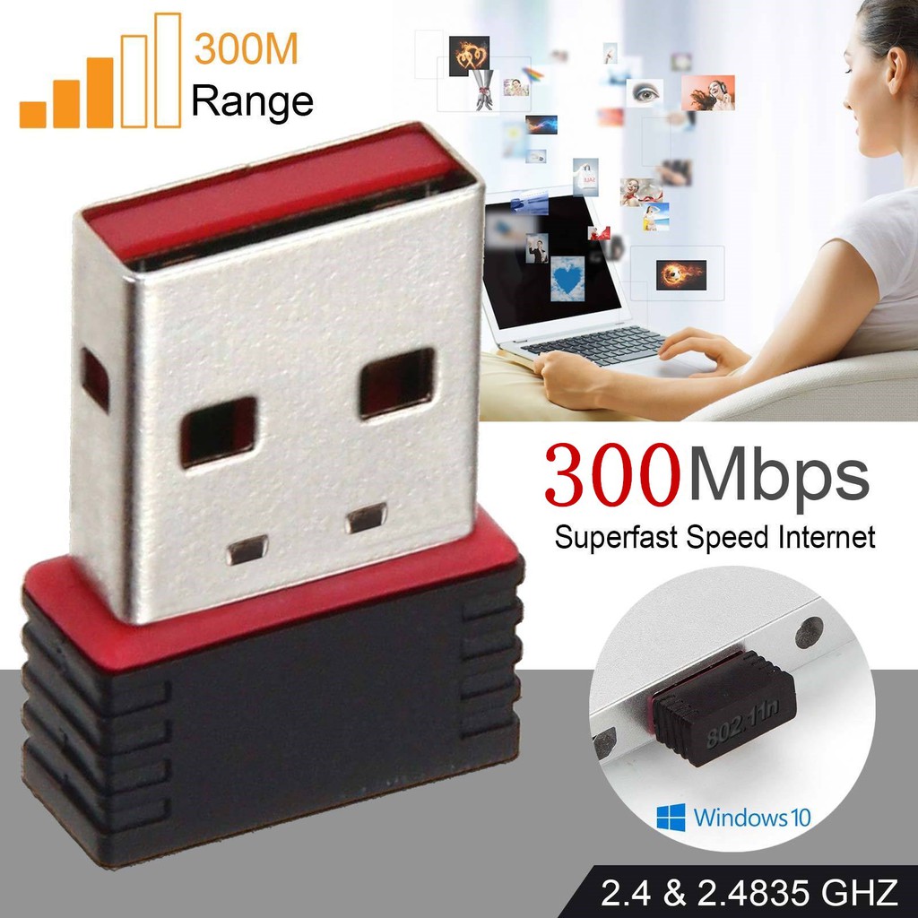 ภาพหน้าปกสินค้าMini USB 2.0 Wireless Wifi Adapter 802.11N 300Mbps จากร้าน fmol. บน Shopee