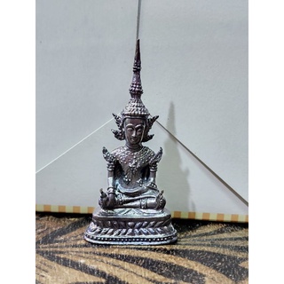 พระรัตนะทรงเครื่อง ปางมารวิชัย(สะดุ้งมาร) หน้าตัก 1นิ้ว  ทองเหลืองแท้ รมดำเขม่า