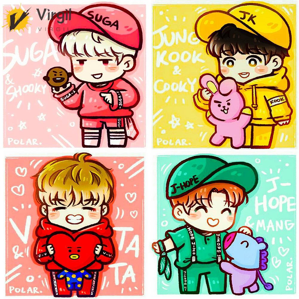 ( Virgil ) 5D DIY ภาพวาดเพชร BTS การ์ตูน Boy Rhinestone ภาพเต็มผนัง ...