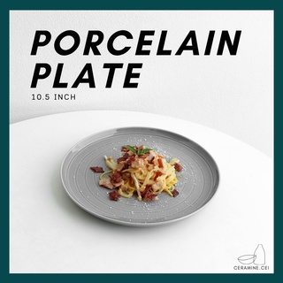 Porcelain Plate 10.5" จานพอร์ซเลน จานเซรามิค จานสเต็ก จานสปาเก็ตตี้ จานพาสต้า จานเซรามิก จานเข้าไมโครเวฟได้ พร้อมส่ง