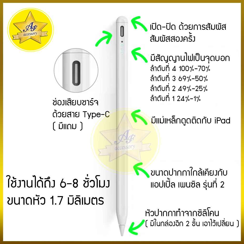 ส่งทุกวัน-ปากกาสไตลัส-pad-แพด-วางมือบนจอ-stylus-pen-ไม่ต้องเชื่อมต่อบลูทูธ-ใช้ง่าย-สำหรับ-pad-แพด-รุ่น-2018-ขึ้นไป