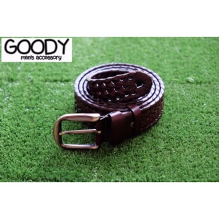 Goody_belt เข็มขัดหนังเปีย สีน้ำตาล