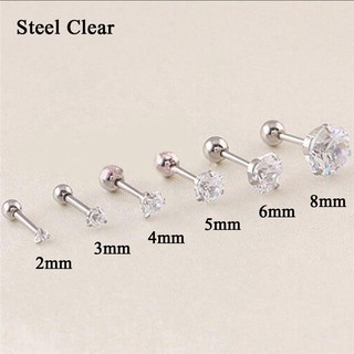 Chicsummer แฟชั่น CZ 3 Prong Tragus กระดูกอ่อนสแตนเลสหูสตั๊ดคริสตัลเพทายต่างหูเจาะเครื่องประดับเหล็ก Clear