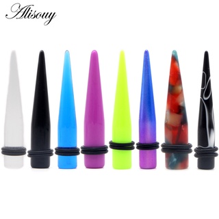 Alisouy จิวขยายหู อะคริลิค UV สีดํา สีขาว 1.6--10 มม. 2 ชิ้น