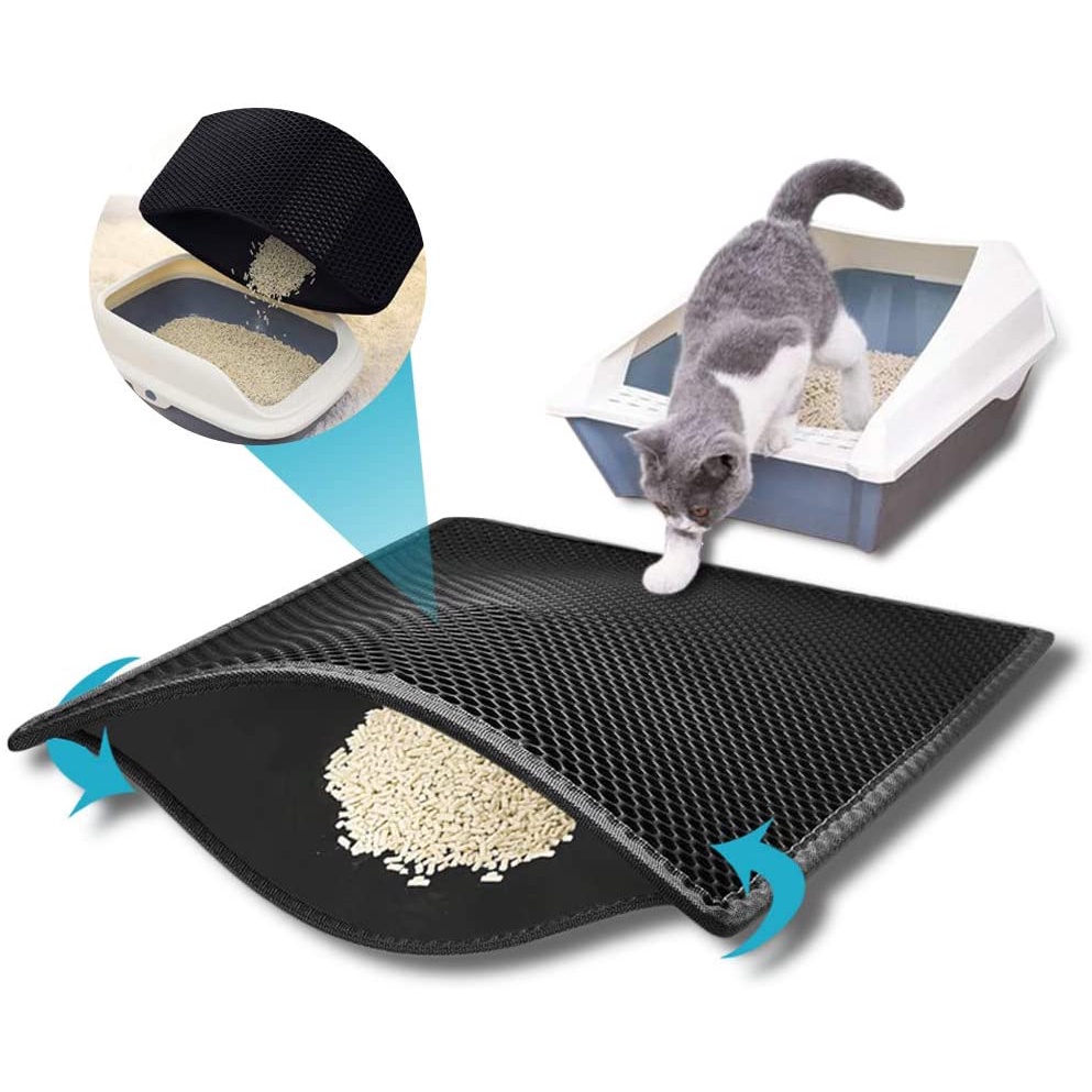 ภาพหน้าปกสินค้าNew แผ่นดักทรายแมว Cat Litter Mat แผ่นดักทรายแมว 2 ชั้น EVA ที่ดักทรายแมว พรมดักทรายแมว P025