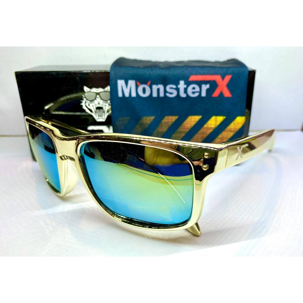 แว่นกันแดด MonsterX กรอบทอง เลนส์สีทองอมเขียว โพราไล X2 | Shopee Thailand