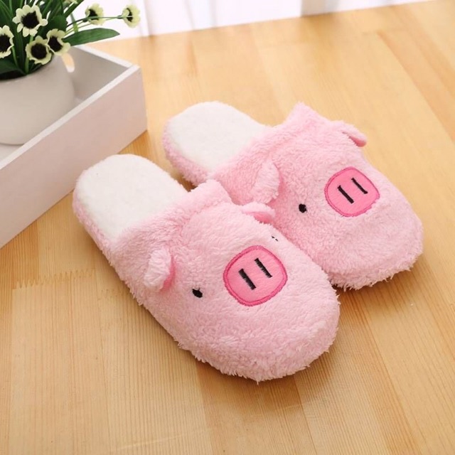 พร้อมส่ง-รองเท้าสลิปเปอร์-รองเท้าใส่ในบ้าน-slippers-หมูน้อย-หมูชมพู-ราคาถูกมาก