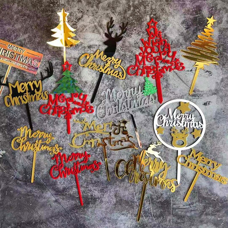 ป้ายอะคริลิค-merry-christmas-สําหรับตกแต่งเค้กปีใหม่เทศกาลคริสต์มาส