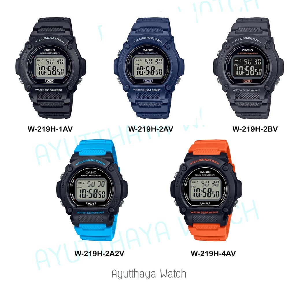 ของแท้-casio-นาฬิกาข้อมือ-รุ่น-w-219h-1av-w-219h-2av-w-219h-2a2v-w-219h-4av-w-219h-8bv