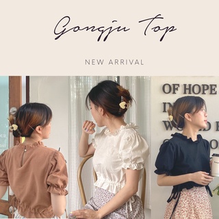 🔥พร้อมส่ง1-2วันถึง🔥 Gongju TOP เสื้อครอป ผ้าลินิน เสื้อครอป มินิมอล ตรงเอวรูดได้แบบกรุบๆ