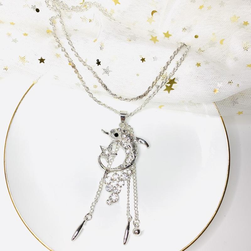vintage-jewelryสร้อยคอแฟชั่น-สร้อยคอเกาหลี-อุปกรณ์เสื้อผ้า-ลายปลาโลมา-สร้อยคอเงิน