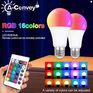 หลอดไฟ RGB Led RGBW E27 เปลี่ยนสีได้ 7W 12W 15W พร้อมรีโมตคอนโทรล 24 คีย์ สีขาว AC85-265V สําหรับตกแต่งบ้าน