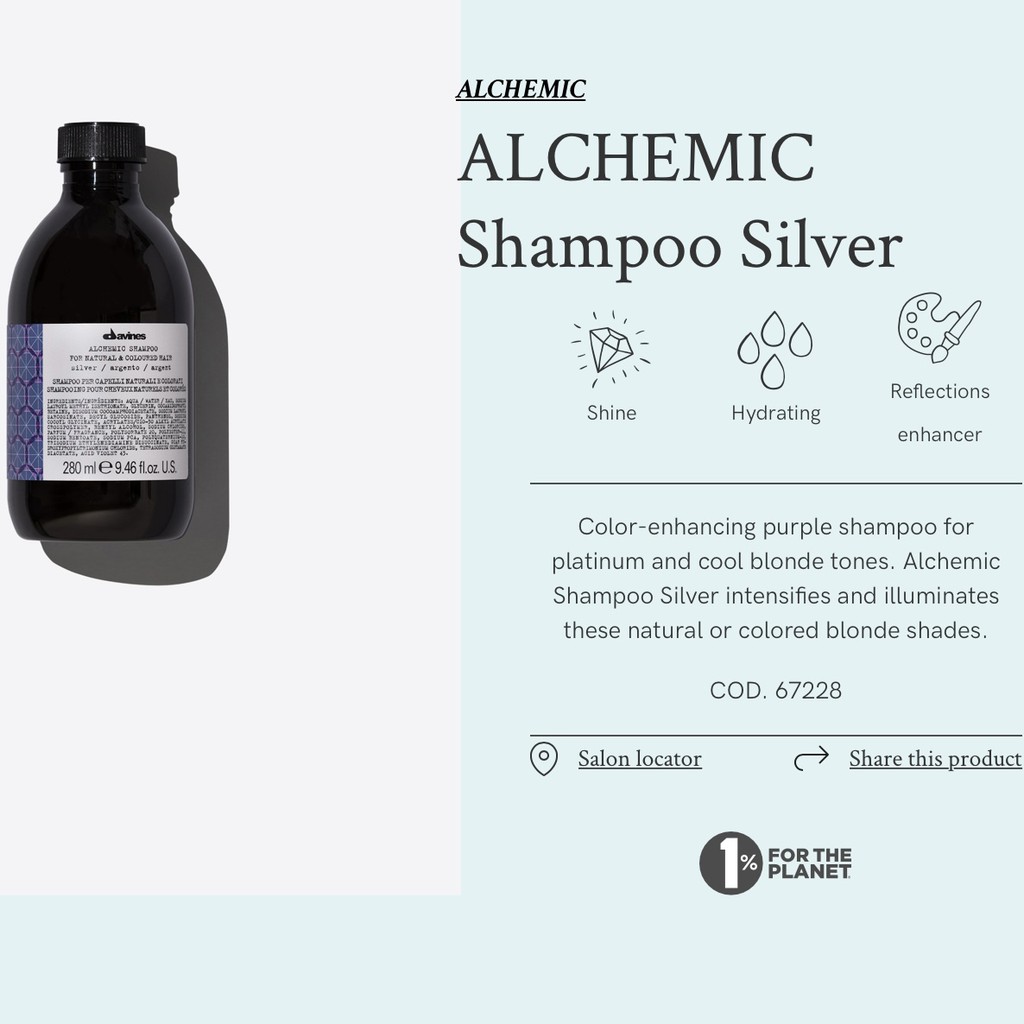 ดาวิเนส-อิตาลี-แชมพูม่วง-สำหรับผมโทนเทา-davines-alchemic-shampoo-280ml-davines-silver-shampoo