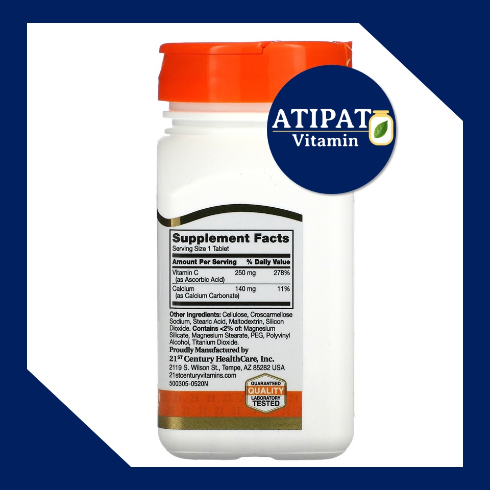 ภาพสินค้าVitamin C / วิตามินซี / 21st Century / 250mg / 500mg / 1000mg จากร้าน atipatw บน Shopee ภาพที่ 2