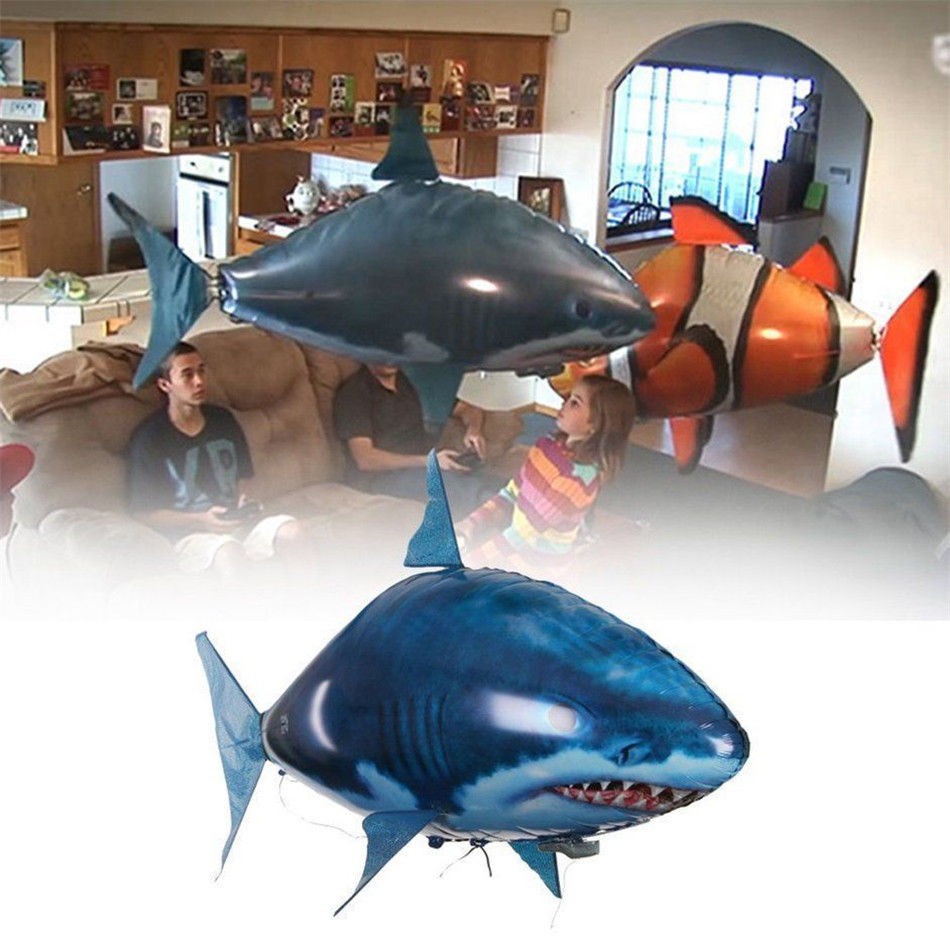 Requin Volant RC Air Swimmers – Ballon Télécommandé Hélium, Simulation Réaliste, Vol, Montée, Descente Et Queue Mobile, Parfait Pour Fêtes Et Anniversaires, 145 Cm