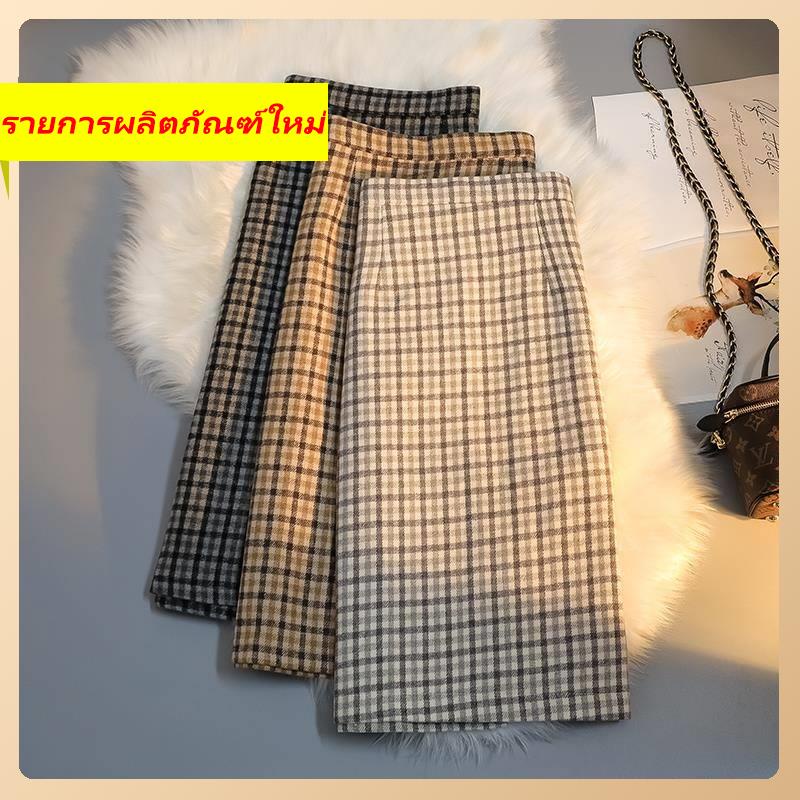 boxer-skirt-grid-autumn-ม-id-ความยาวสูง-waist-a-line-skirt