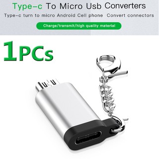 Aluminum Alloy สีเงิน (Silver) Micro USB Male Adapter To Type C Female OTG Data Sync Converter Android Phone
