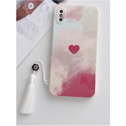 เคส-โทรศัพท์ไอโฟน-iphone-บล็อคสี-พร้อม-ตกแต่ง-พู่