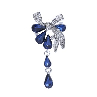 Hot sale High-end Blue Rhinestones Bowknot Crystal Pendant Brooch Simplicity Rhinestone Bow Brooch Popularity Accessories