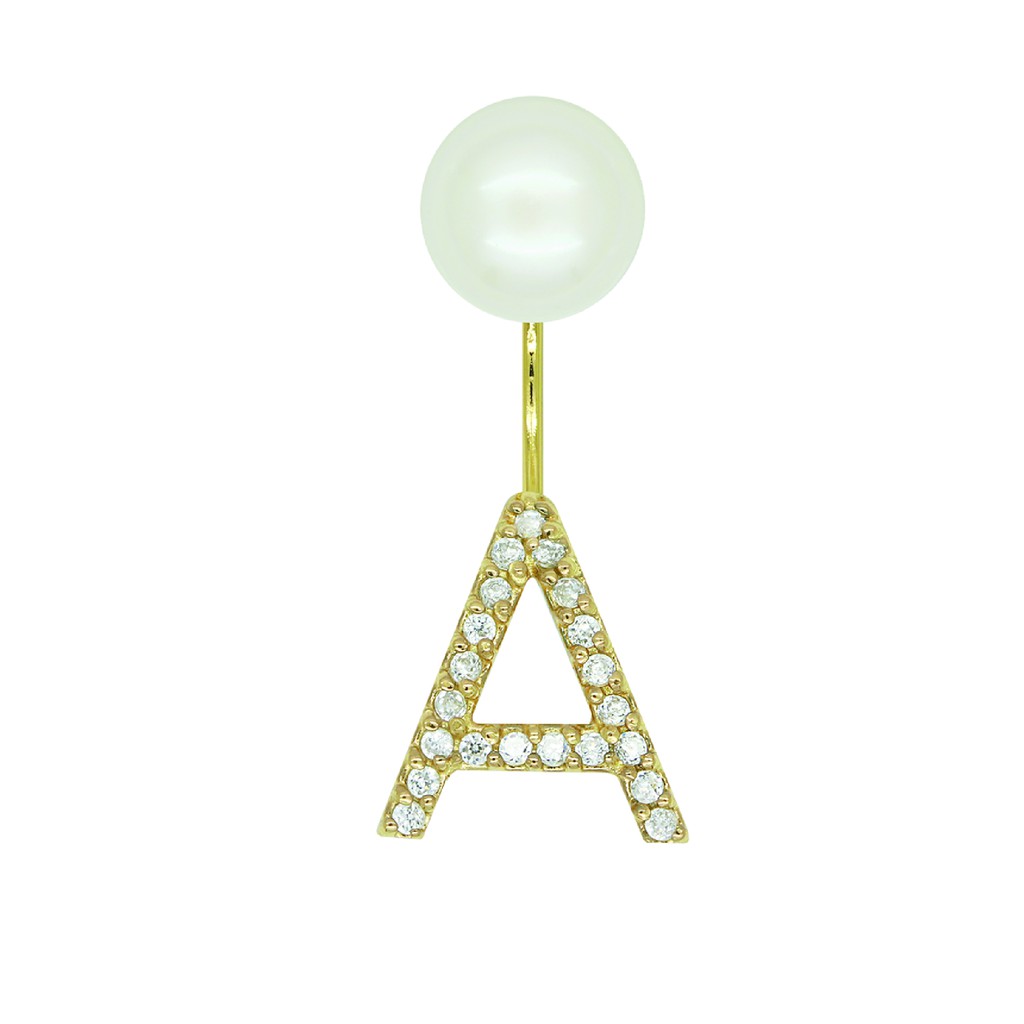 a-cemi-gold-plated-initial-pearl-earring-1-piece-ต่างหูมุกแท้-1-ข้าง-ต่างหูเงินแท้-ชุบทอง-18k