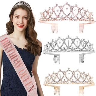 สายสะพายมงกุฎสําหรับตกแต่งปาร์ตี้วันเกิด Sash & Crown Princess Ribbons Shoulder