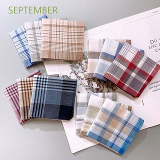 สินค้า September ผ้าเช็ดหน้าผ้าฝ้ายลายสก๊อตวินเทจคลาสสิก 40x40 ซม. สําหรับผู้ชาย