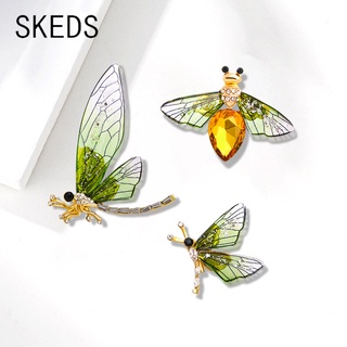 Skeds เข็มกลัดคริสตัล รูปผีเสื้อ ผึ้ง แมลง พลอยเทียม หรูหรา ของขวัญแต่งงาน สําหรับผู้หญิง
