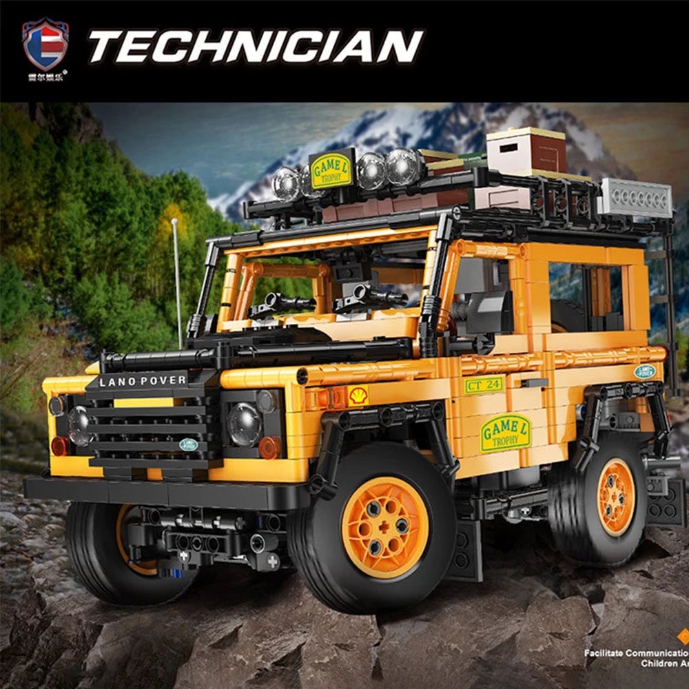 พร้อมส่ง-ส่งด่วน-ตัวต่อโมเดล-เสมือนจริง-โมเดลรถ-land-rover-defender-camel-trophy-building-block-set-1053-ชิ้น