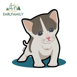 Earlfamily สติกเกอร์ ลายแมว JDM 3D กันน้ํา สําหรับติดตกแต่งหมวกกันน็อครถจักรยานยนต์ 13 ซม. x 12.6 ซม.