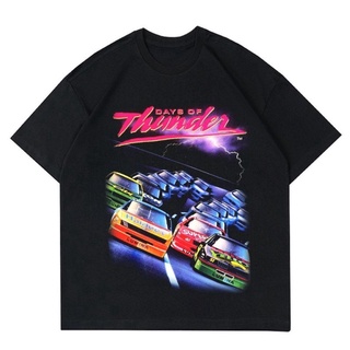 เสื้อยืดสีขาวเสื้อยืด ลาย Nascar RACING THUNDER | เสื้อยืด ลาย VINTAGE NASCAR RACING 90S | เสื้อยืด ลาย VINTAGE สีดําS-4