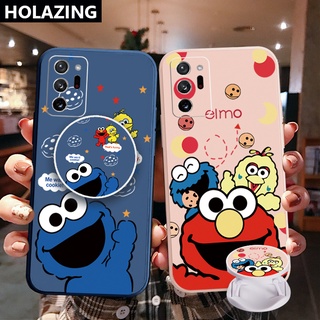 เคสโทรศัพท์มือถือ ขอบสี่เหลี่ยม ลายเอลโม่คุกกี้น่ารัก พร้อมแหวนขาตั้ง สําหรับ Samsung Galaxy Note 20 Ultra A30 A20 A50S A10 A12 M12 M10