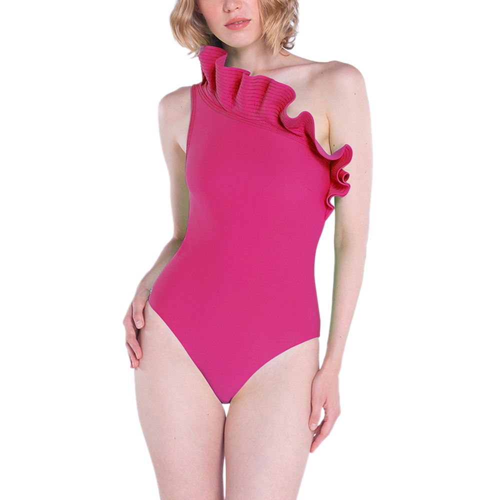 angelys-balek-ชุดว่ายน้ำ-one-shoulder-ruffle-swimsuit-ss22sw001017010-สีชมพู