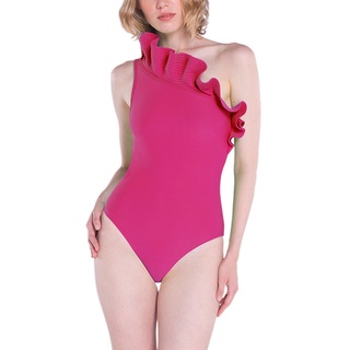 Angelys Balek ชุดว่ายน้ำ  One Shoulder Ruffle Swimsuit SS22SW001017010 สีชมพู