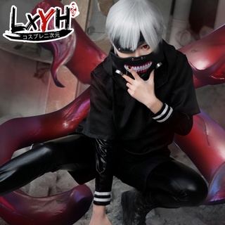 [LXYH- COSER KING] ญี่ปุ่นอะนิเมะ Tokyo ghoul ชุดคอสเพลย์ kaneki Ken COSPLAY เครื่องแต่งกาย hoodie แจ็คเก็ตสีดำต่อสู้ชุดเต็มกับหน้ากาก