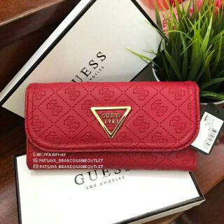 GUESS FACTORY Womens Ebony Logo-Embossed Slim Walletแท้💯💯outlet