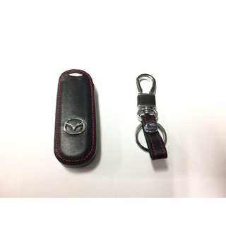 MAZDA 2 3 CX-5 ซอง รีโมท กุญแจ หนังเเท้ มีทุกรุ่น 2 ปุ่ม Black Leather Car Remote Control Key Bags Case
