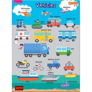 โปสเตอร์พลาสติก Vehicles ยานพาหนะ (ใช้ร่วมกับปากกาพูดได้Talking Penได้)