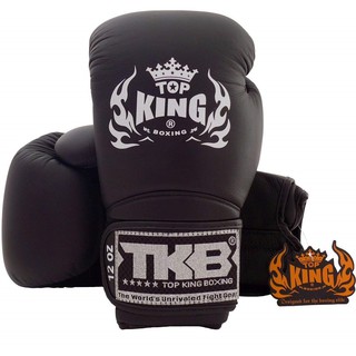 ภาพหน้าปกสินค้านวมชกมวย TOP KING Boxing gloves Black Super Muay Thai Training Sparring gloves TKBGSV Full leather ที่เกี่ยวข้อง