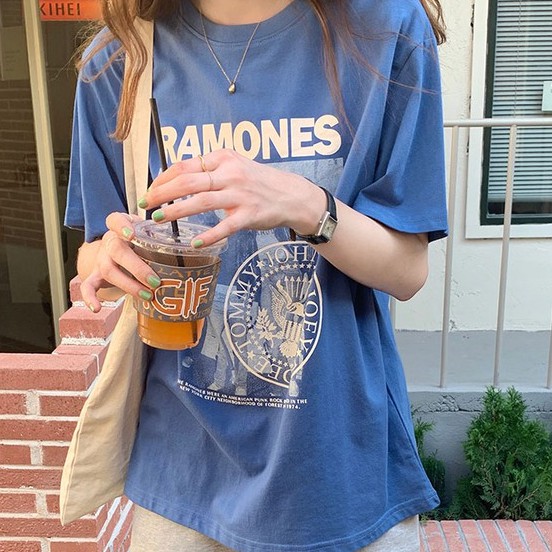 chuuchop-พร้อมส่ง-c6736-70-s-ramones-tee-เสื้อยืดแขนสั้น-มี5สี