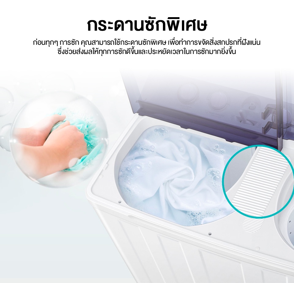 รูปภาพของ Hisense เครื่องซักผ้าฝาบนสองถัง สีขาว รุ่น WSRB1201W ความจุ 12 กก. New ไม่มีบริการติดตั้ง