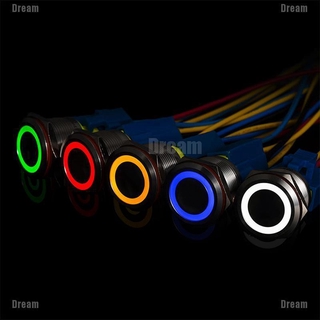 &lt;Dream&gt; ปุ่มกดสวิตช์ไฟ LED โลหะ สีดํา 12 มม.
