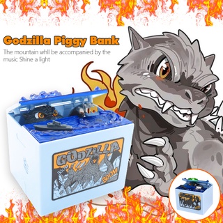 สินค้า 🏝HE Godzilla กระปุกออมสินอิเล็กทรอนิคส์พร้อมกล่องออมสินเสียงเบากล่องเหรียญอัตโนมัติของขวัญ