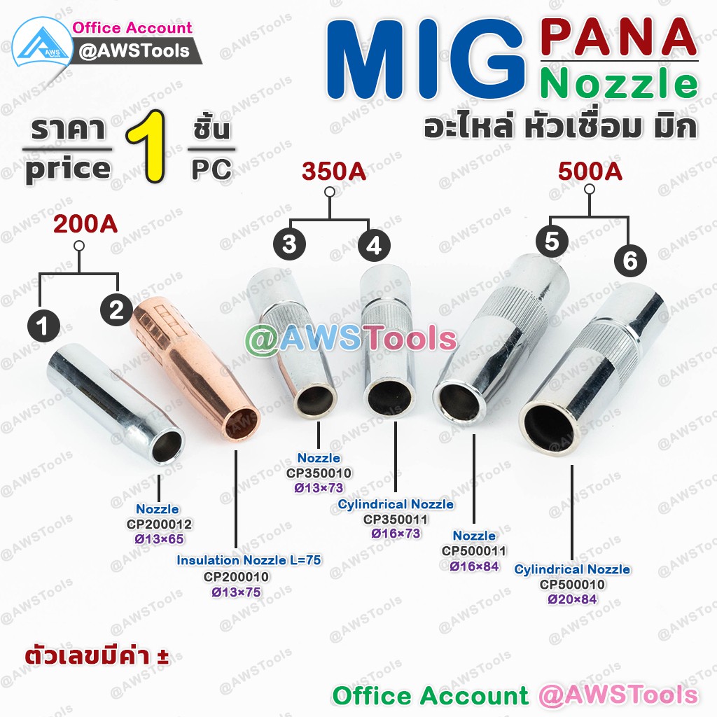 pana-นอตเซิล-อะไหล่หัวเชื่อม-mig-ราคา-ต่อ-1-อัน-สำหรับเครื่องมิกซ์-pana-nozzle-co2-200-350-500