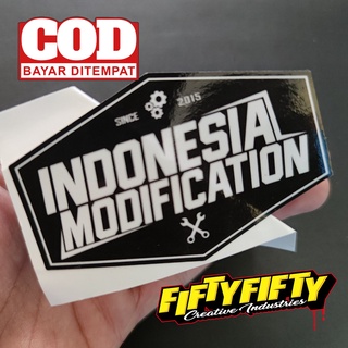 สติกเกอร์เคลือบเงา กันน้ํา พิมพ์ลาย INDONESIA MODIFICATION สําหรับติดตกแต่งหมวกกันน็อครถจักรยานยนต์ รถยนต์