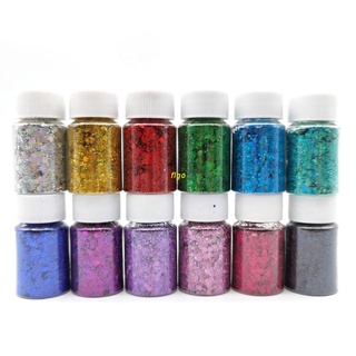 flgo 12 Colors Holographic Glitter Powder Sequins Crafts Paints Resin Cosmetic Eyes