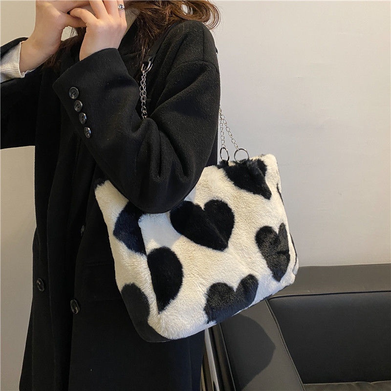 hot-sale-large-capacity-bag-2021-new-bag-womens-bag-fashion-shoulder-bag-furry-bag-กระเป๋าเดินทาง-tote-bag