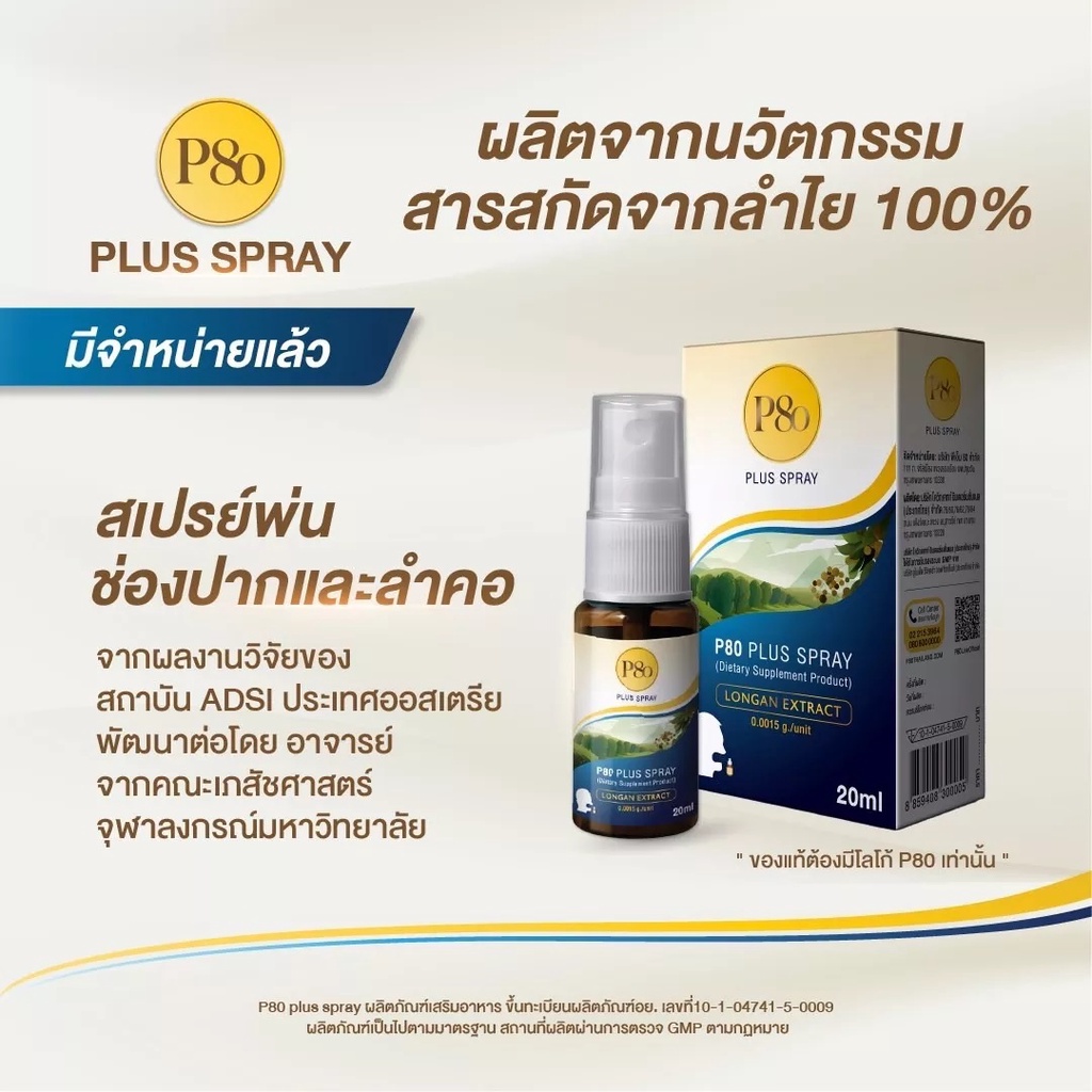 ภาพสินค้าP80 พลัสสเปรย์ ขนาด 20 ml. (Plus Spray 20 ml.) จากร้าน topvalue.com บน Shopee ภาพที่ 3