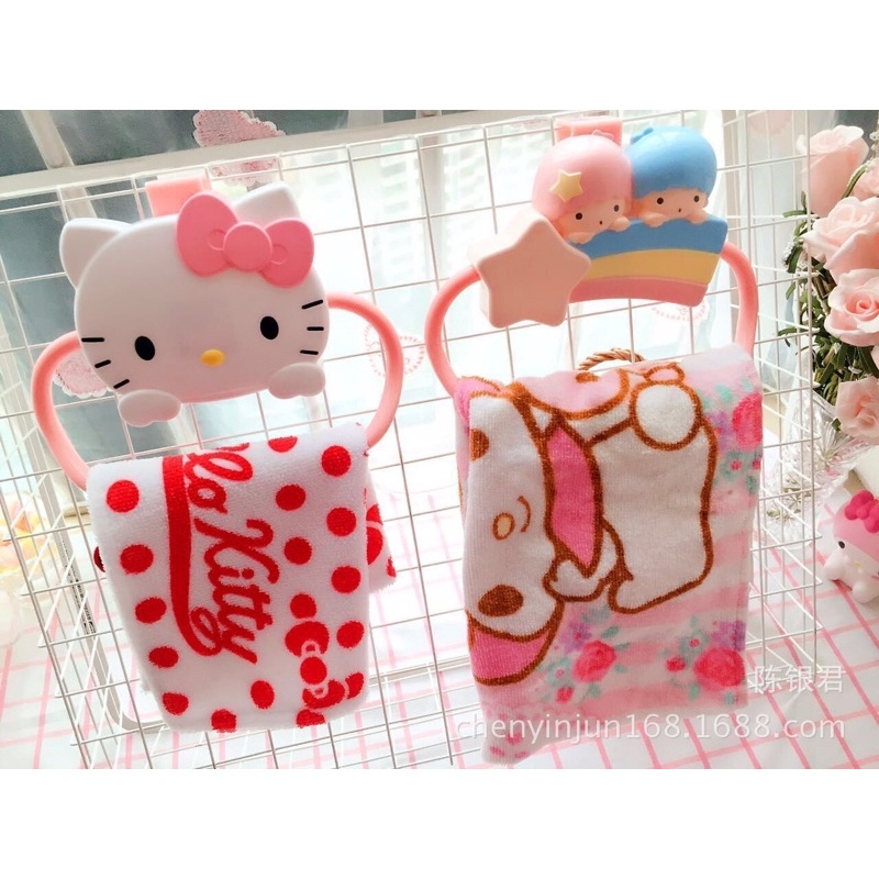 พร้อมส่ง-ที่แขวนผ้าsanrio-ไม่ต้องเจาะผนัง-รับน้ำหนักได้